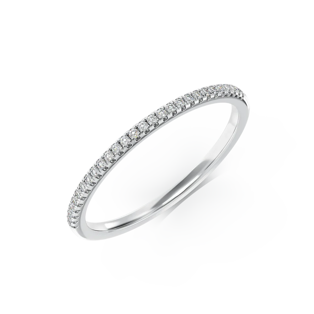 Inel semi eternity din aur alb cu diamante de 0.07ct