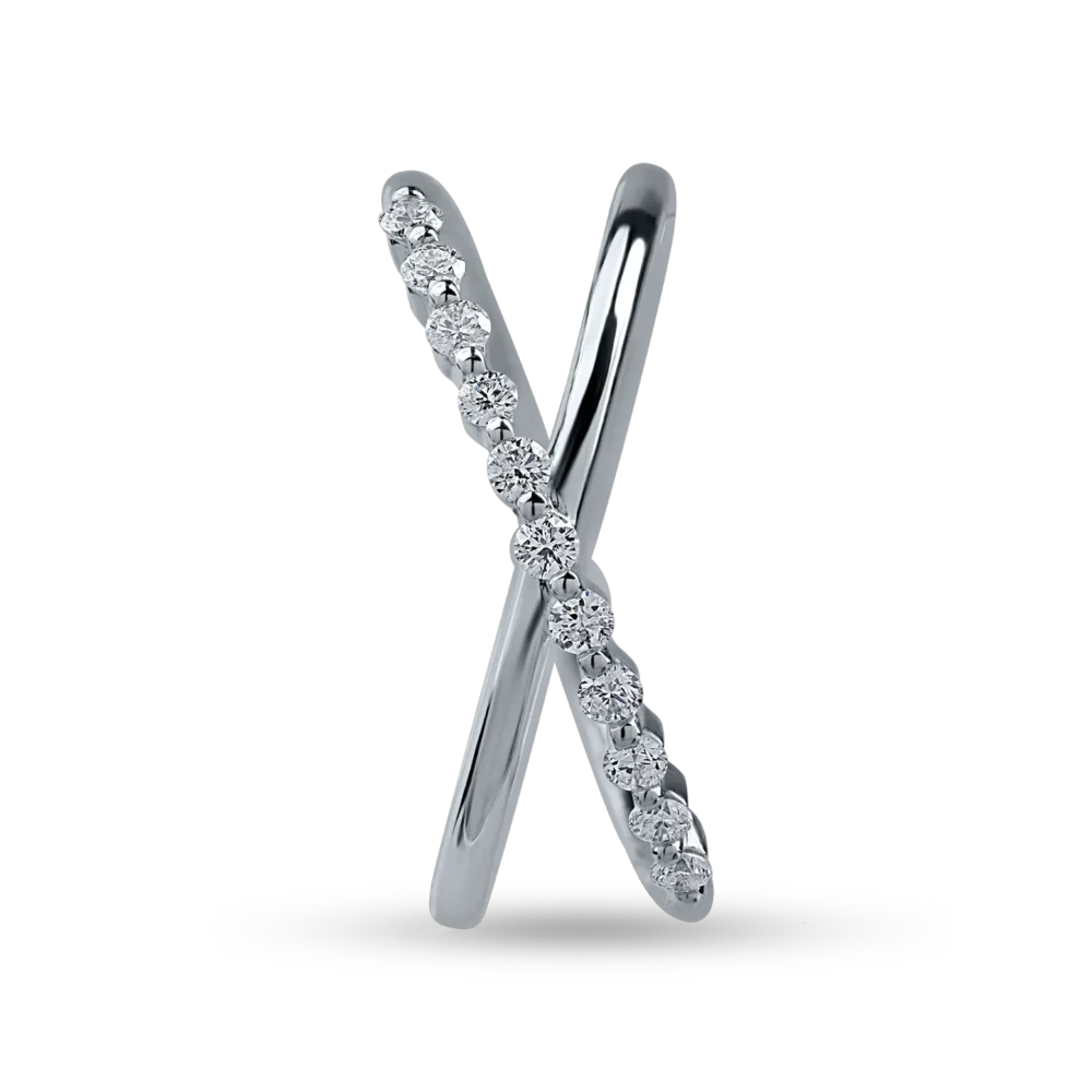 Inel semi eternity din aur alb cu diamante de 0.166ct - imagine 2