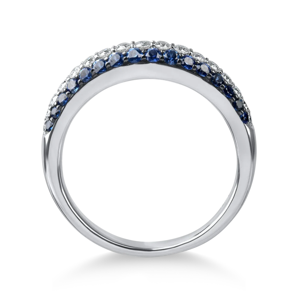 Inel semi eternity din aur alb cu diamante de 0.2ct si safire de 0.5ct - imagine 2