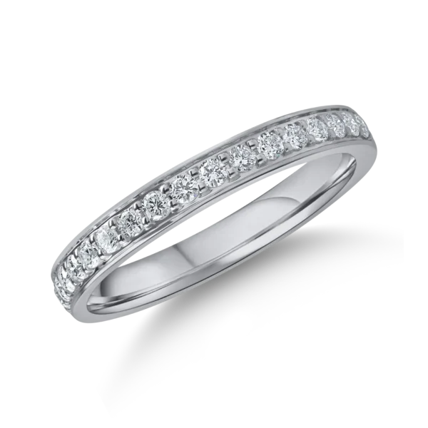 Inel semi eternity din aur alb cu diamante de 0.2ct