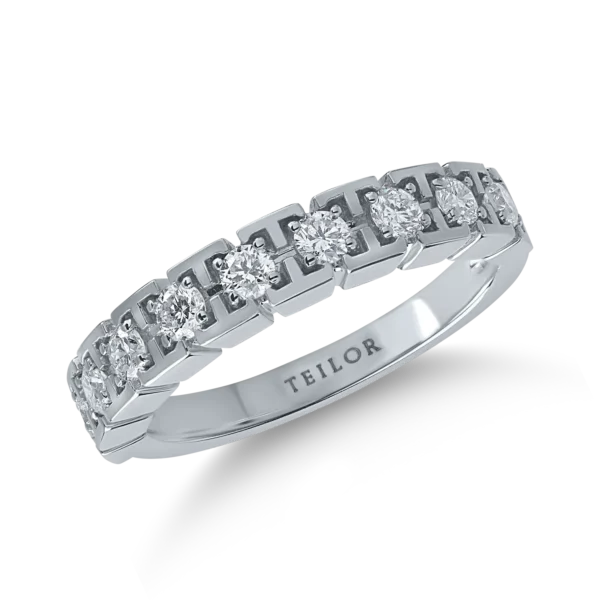 Inel semi eternity din aur alb cu diamante de 0.38ct