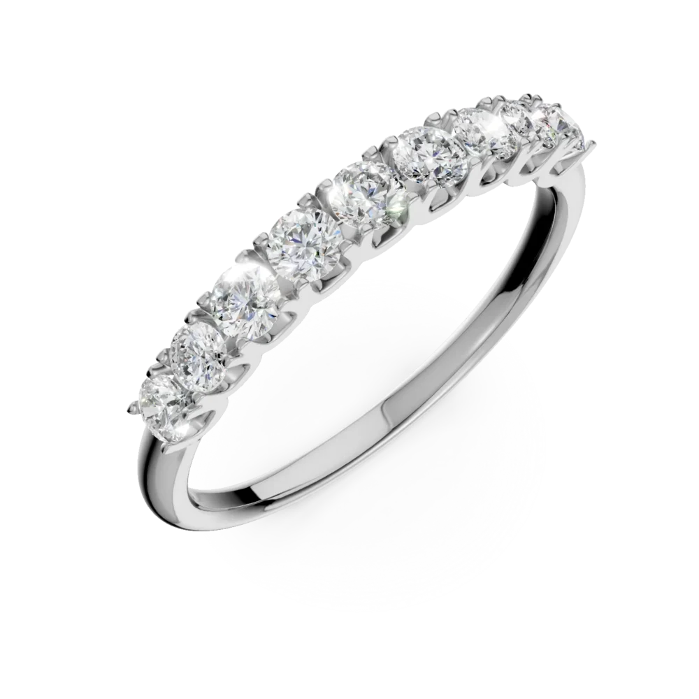 Inel semi eternity din aur alb cu diamante de 0.5ct