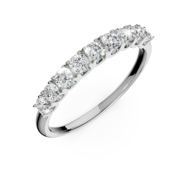 Inel semi eternity din aur alb cu diamante de 0.5ct