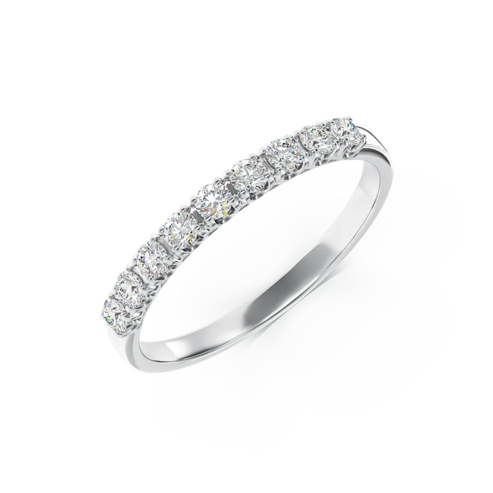 Inel semi eternity din aur alb cu diamante de 0.5ct