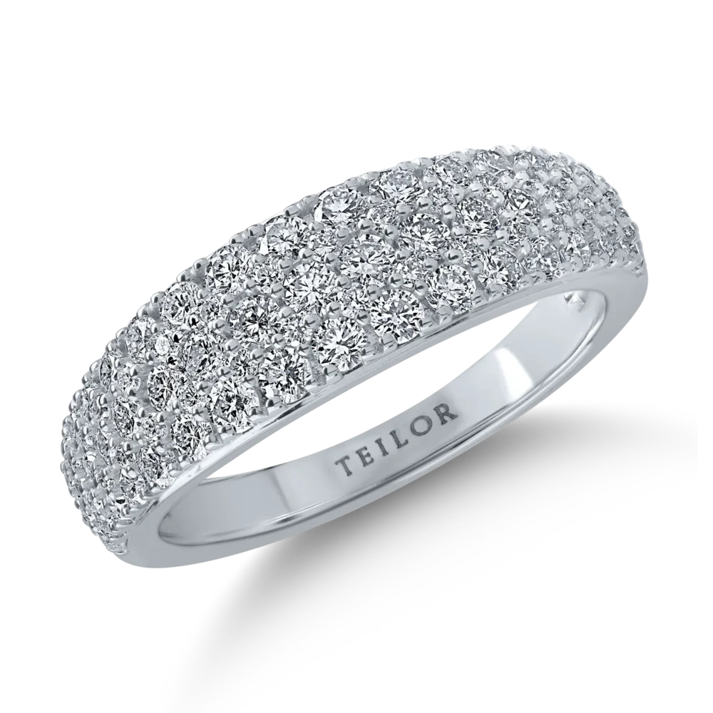 Inel semi eternity din aur alb cu diamante de 1.04ct