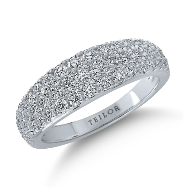 Inel semi eternity din aur alb cu diamante de 1.04ct