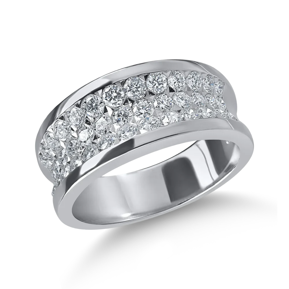 Inel semi eternity din aur alb cu diamante de 1.06ct