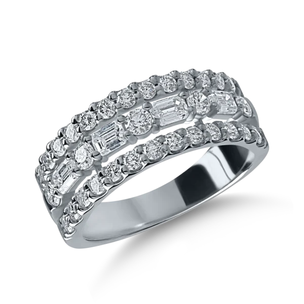 Inel semi eternity din aur alb cu diamante de 1.24ct