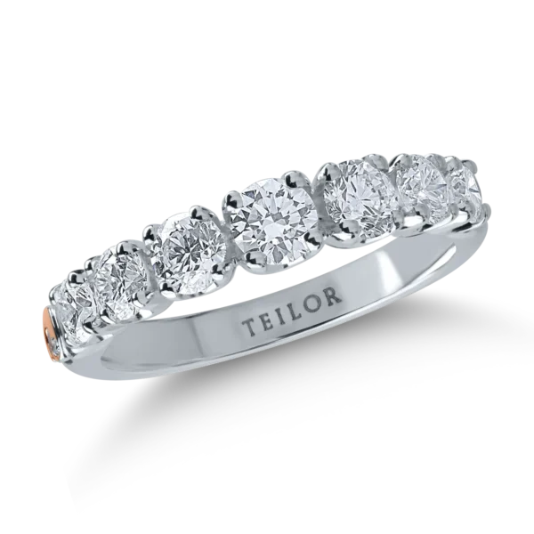 Inel semi eternity din aur alb cu diamante de 1.2ct