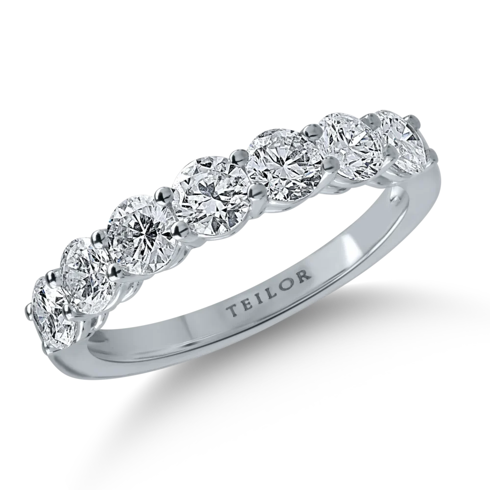 Inel semi eternity din aur alb cu diamante de 1.39ct