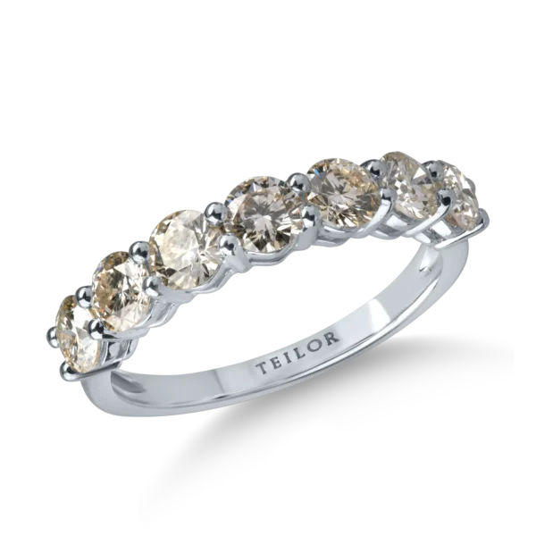 Inel semi eternity din aur alb cu diamante de 1.6ct