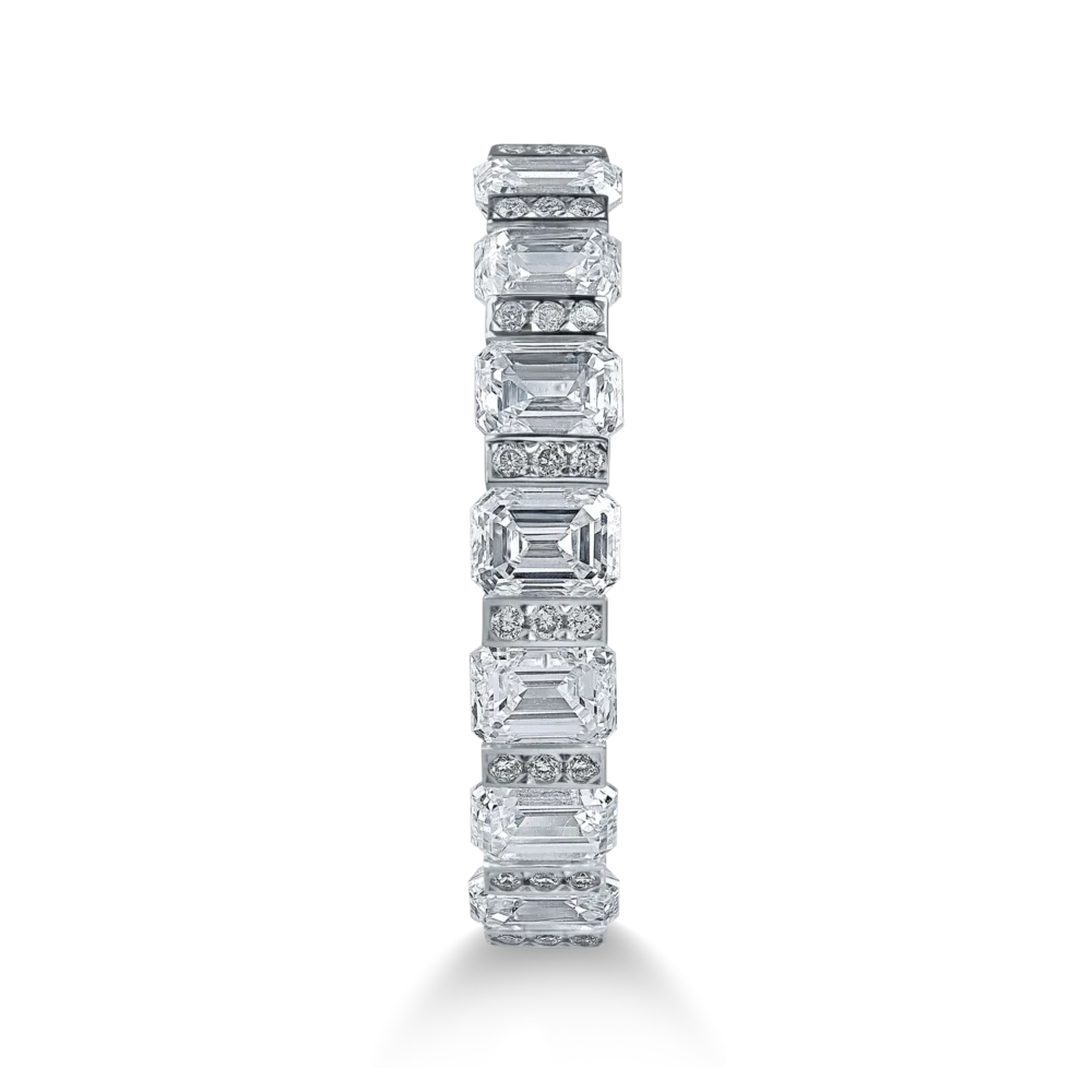 Inel semi eternity din aur alb cu diamante baguette si rotunde de 1.7ct - imagine 2