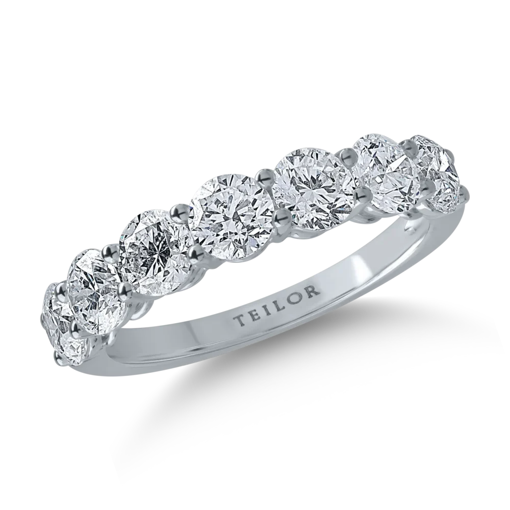 Inel semi eternity din aur alb cu diamante de 2.12ct