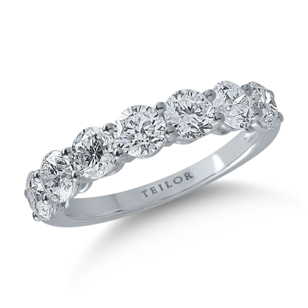 Inel semi eternity din aur alb cu diamante de 2.12ct