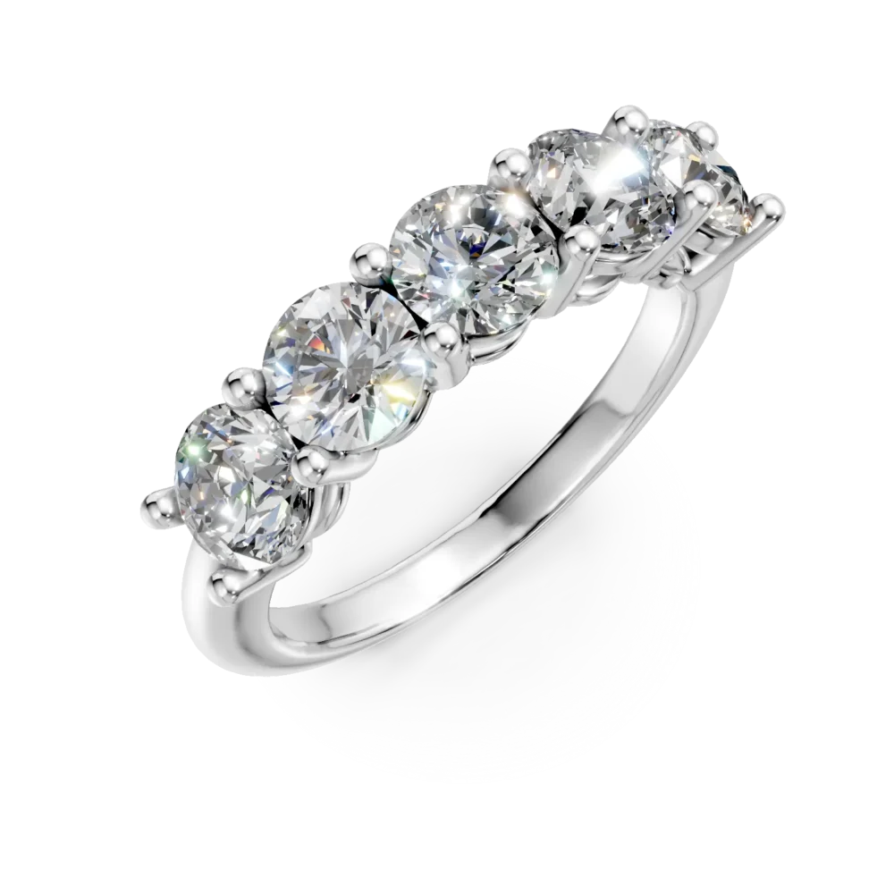 Inel semi eternity din aur alb cu diamante de 2ct create in laborator