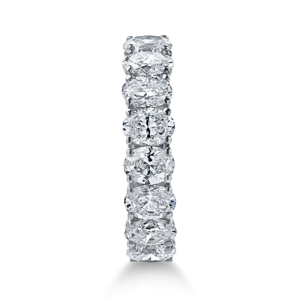 Inel semi eternity din aur alb cu diamante oval de 2ct - imagine 2