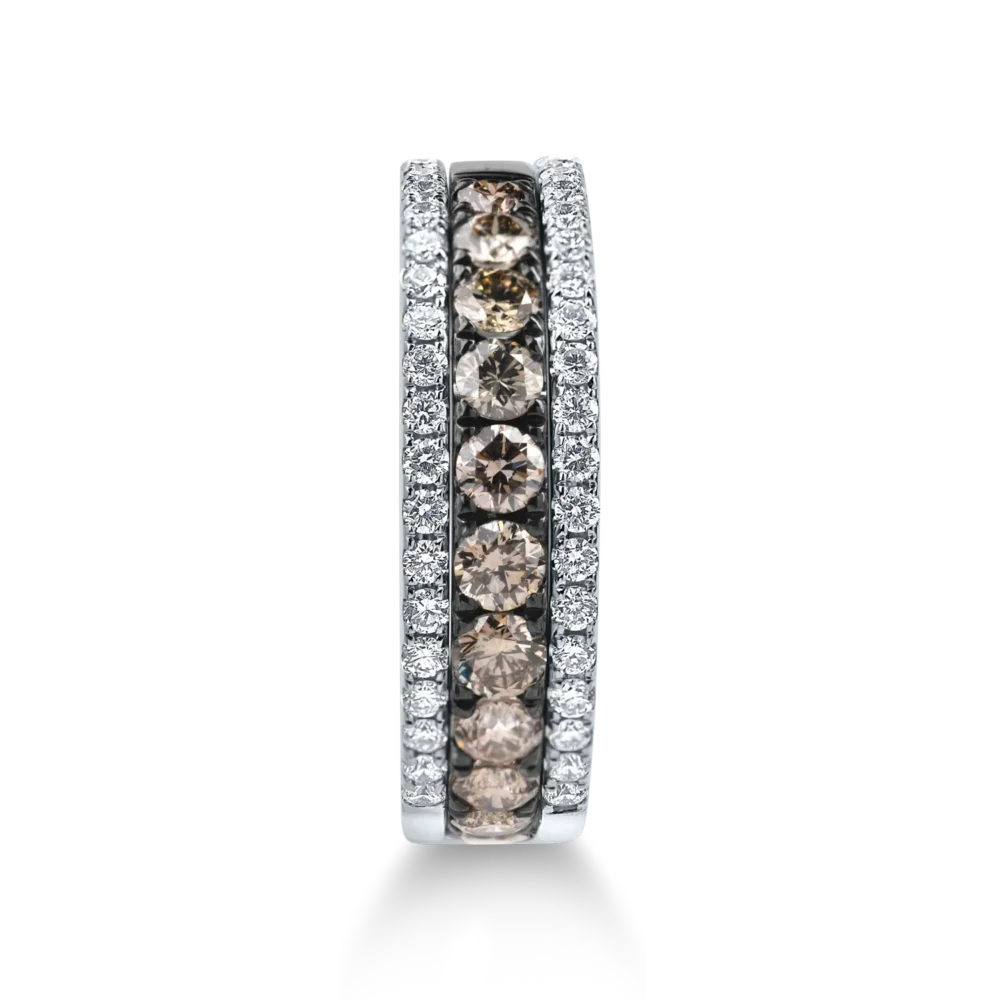 Inel semi-eternity din aur alb cu diamante maro si incolore de 1ct - imagine 2