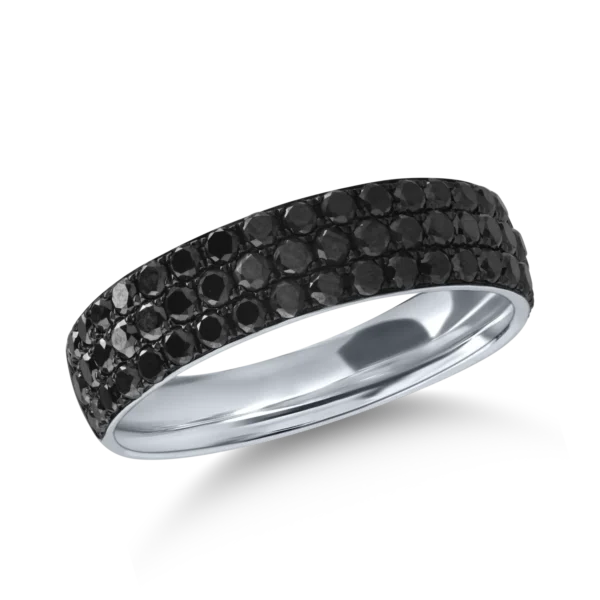 Inel semi eternity din aur alb cu diamante negre de 1.12ct