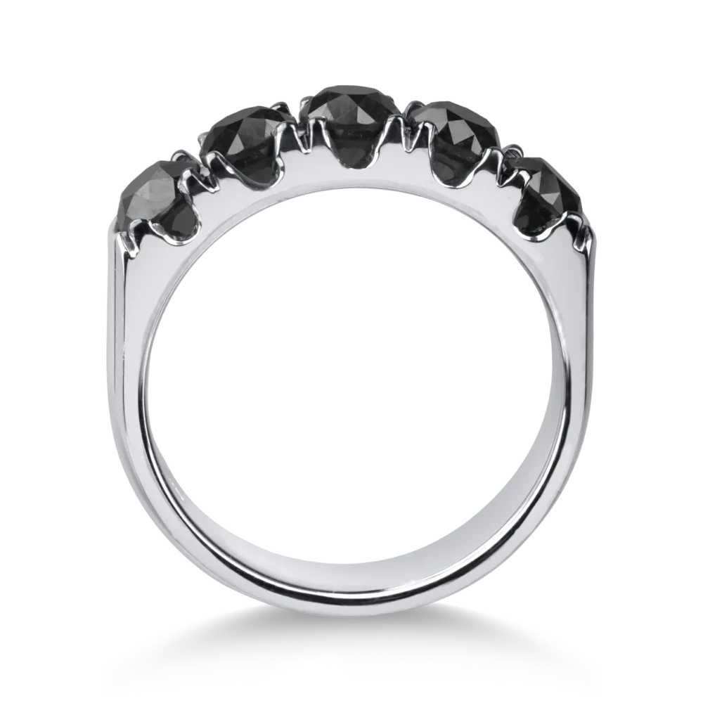 Inel semi eternity din aur alb cu diamante negre de 1.8ct - imagine 2