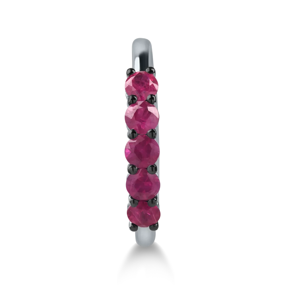 Inel semi eternity din aur alb cu rubine de 0.8ct - imagine 2