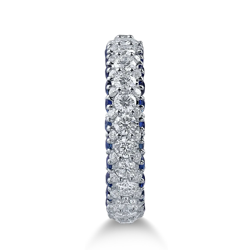 Inel semi eternity din aur alb cu safire albastre de 1.46ct si diamante de 1.17ct - imagine 2
