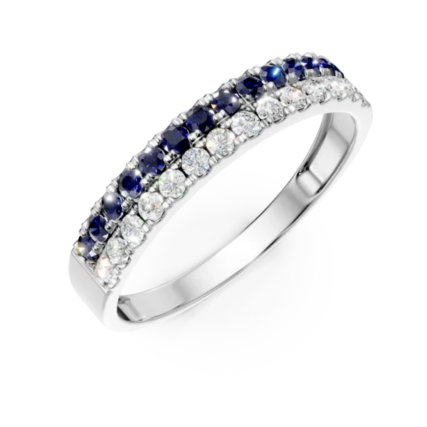 Inel semi eternity din aur alb cu safire de 0.33ct si diamante de 0.25ct