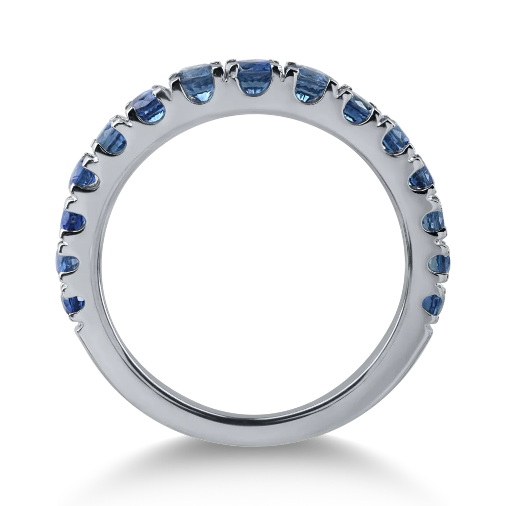 Inel semi eternity din aur alb cu safire de 1.06ct - imagine 2