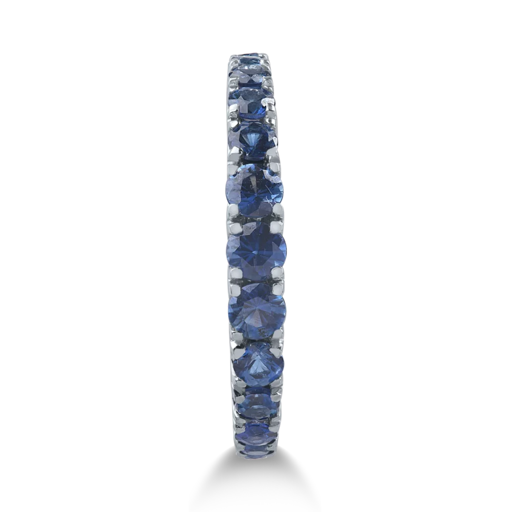 Inel semi eternity din aur alb cu safire de 1.06ct - imagine 3