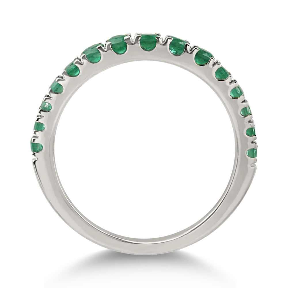 Inel semi eternity din aur alb cu smaralde de 0.7ct - imagine 2
