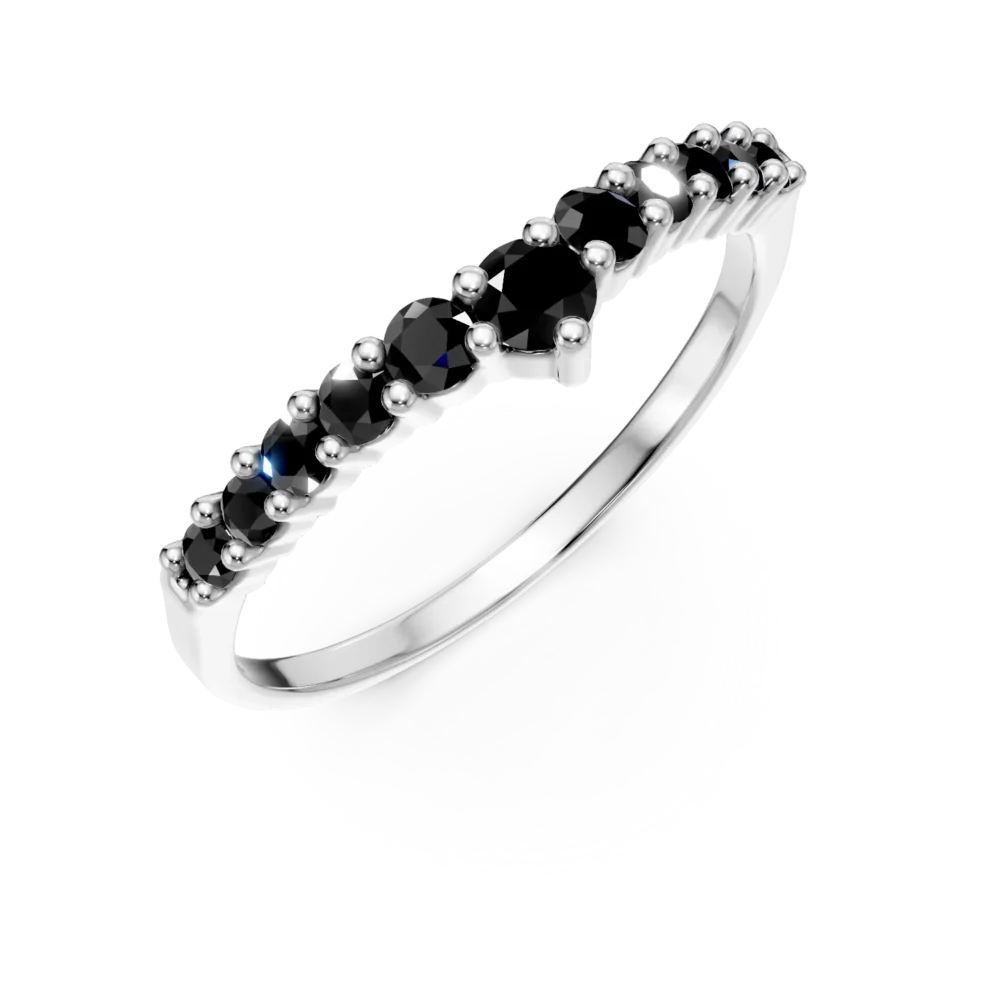 Inel semi eternity din aur alb cu zirconia microsetting