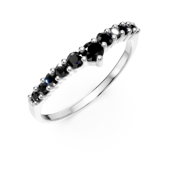 Inel semi eternity din aur alb cu zirconia microsetting