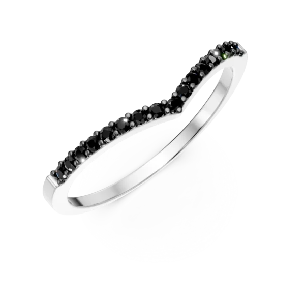 Inel semi eternity din aur alb cu zirconia microsetting