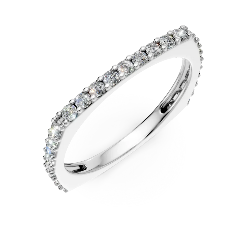 Inel semi eternity din aur alb cu zirconia