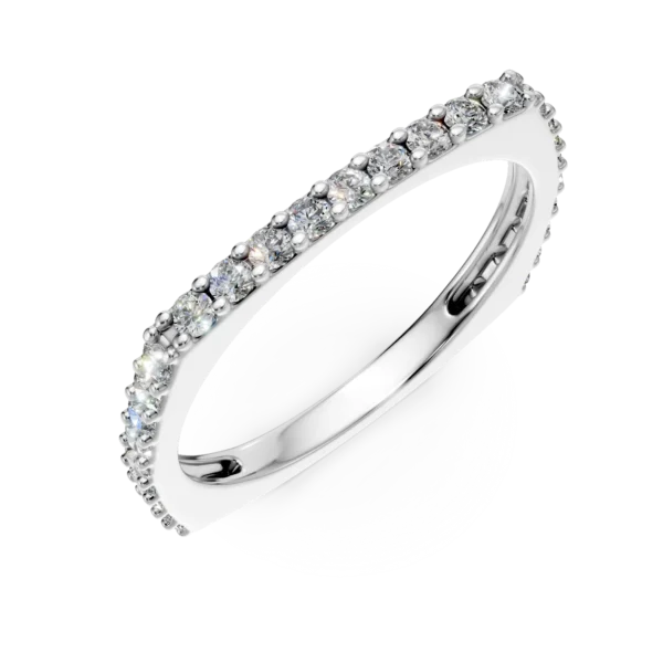 Inel semi eternity din aur alb cu zirconia