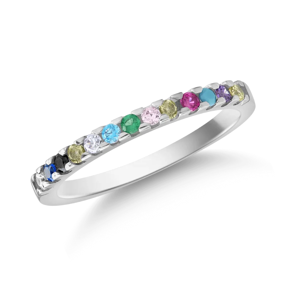 Inel semi eternity din aur alb