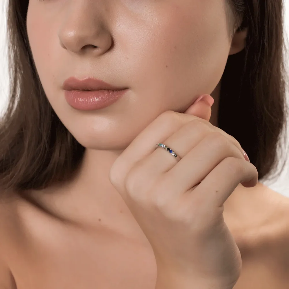 Inel semi eternity din aur alb - imagine 4