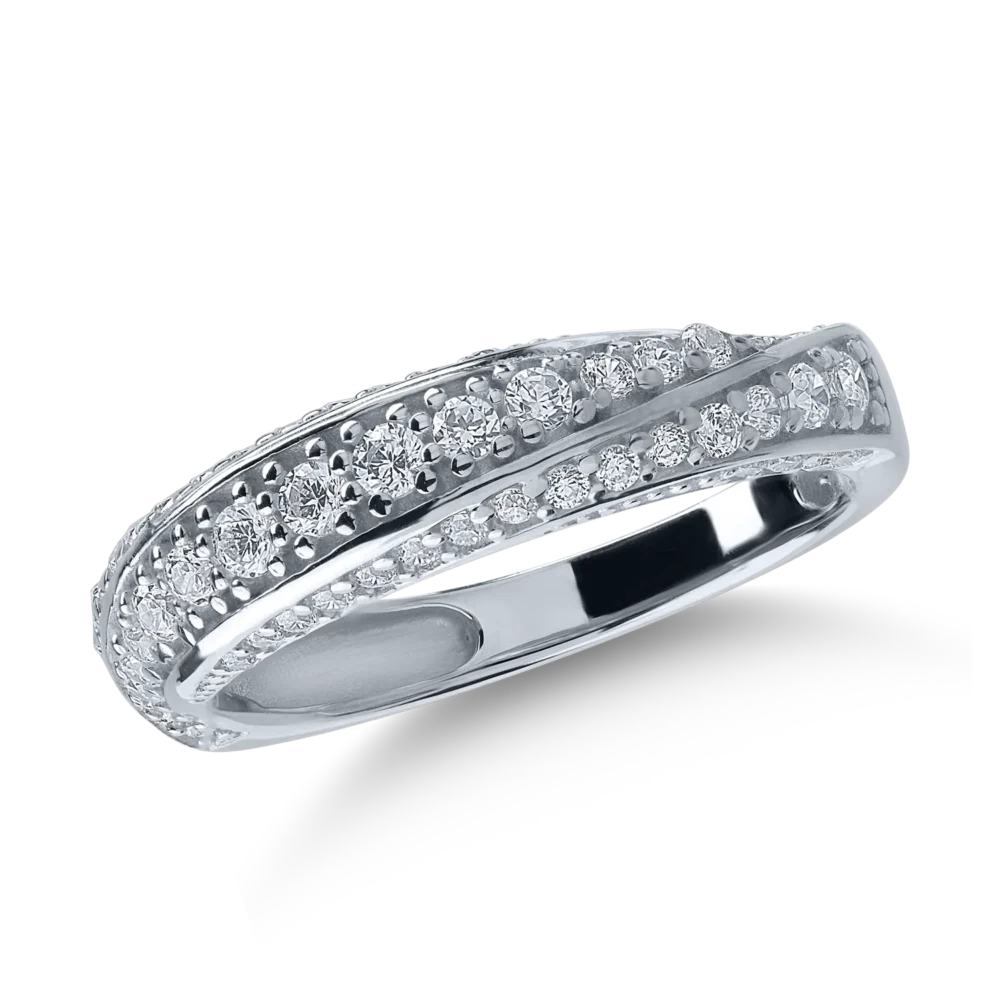 Inel semi eternity din aur alb