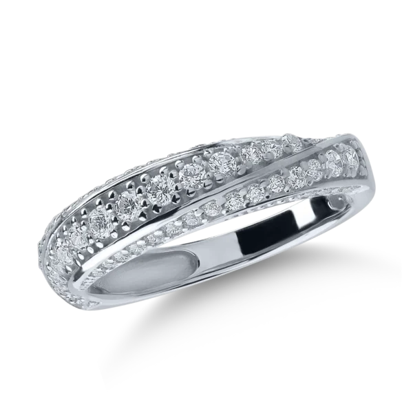 Inel semi eternity din aur alb