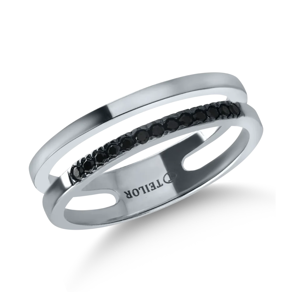 Inel semi eternity din aur alb