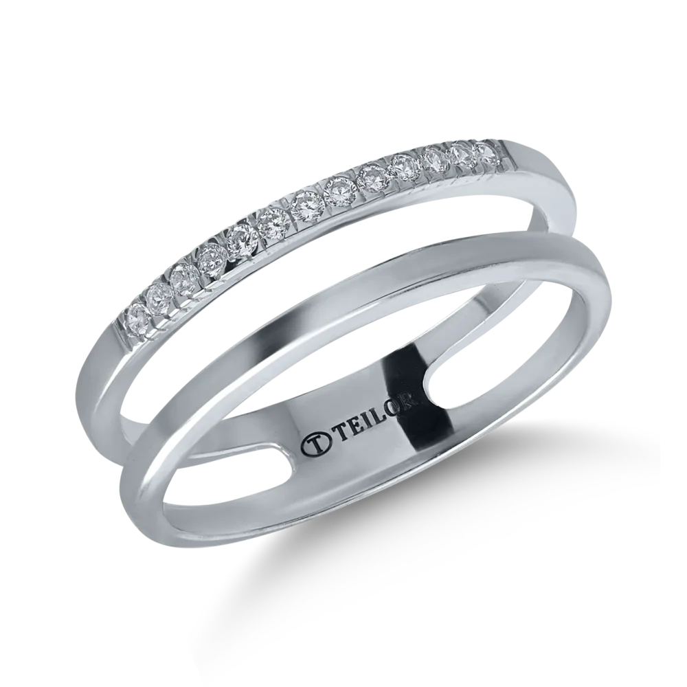 Inel semi eternity din aur alb