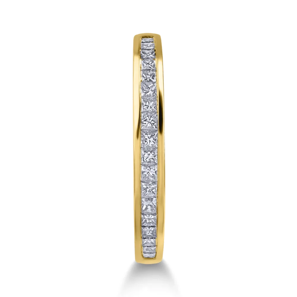 Inel semi eternity din aur galben cu diamante princess de 0.3ct - imagine 2