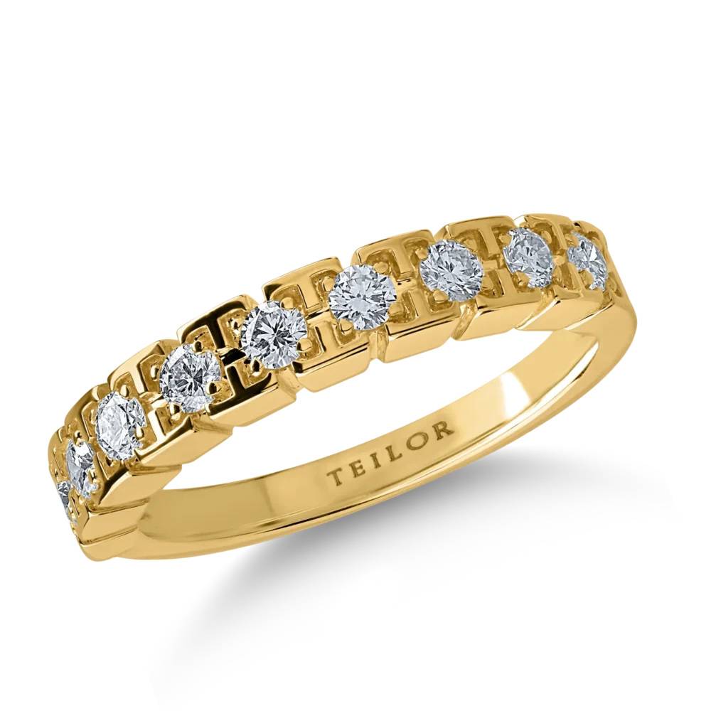 Inel semi eternity din aur galben cu diamante de 0.3ct