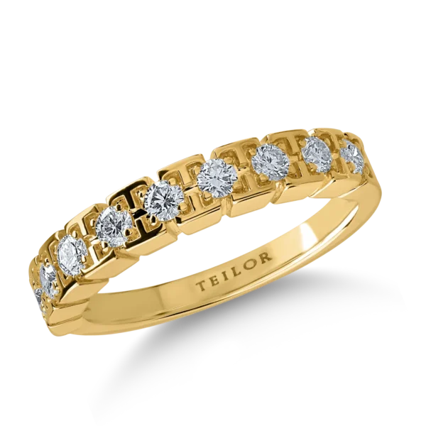 Inel semi eternity din aur galben cu diamante de 0.3ct