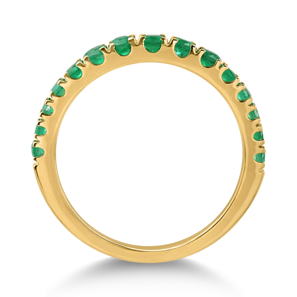 Inel semi eternity din aur galben cu smaralde de 0.7ct - imagine 2