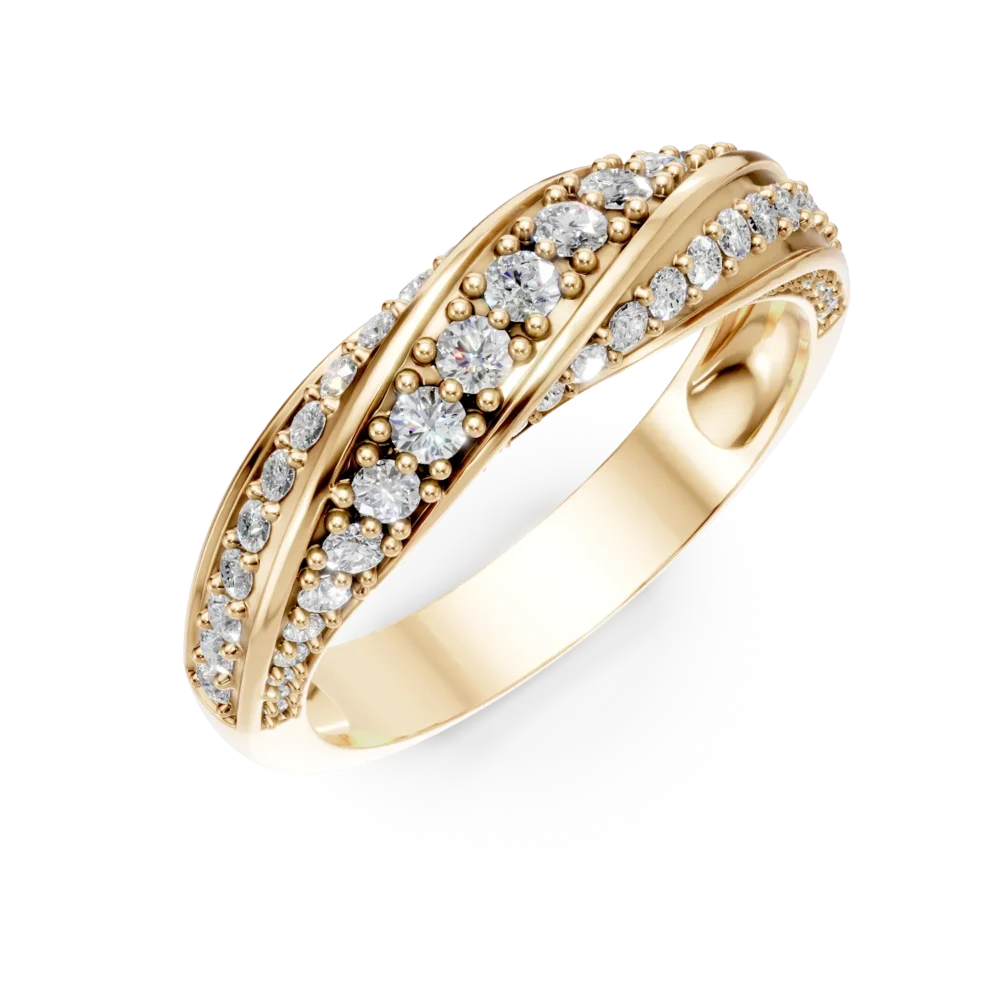 Inel semi eternity din aur galben