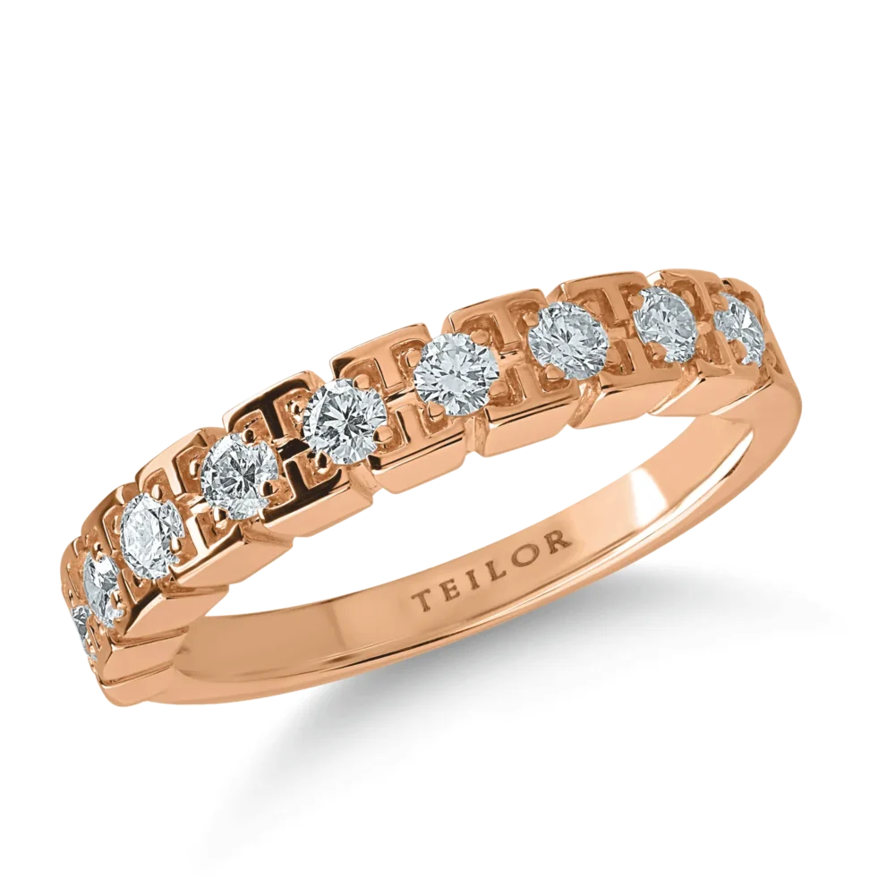 Inel semi eternity din aur roz cu diamante de 0.3ct