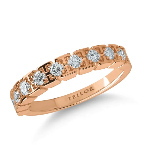 Inel semi eternity din aur roz cu diamante de 0.3ct