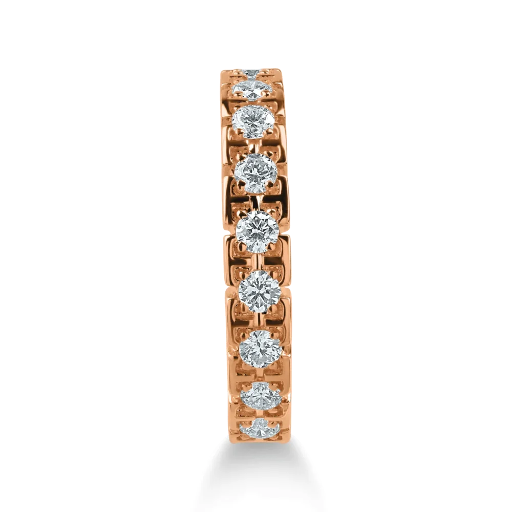Inel semi eternity din aur roz cu diamante de 0.3ct - imagine 2