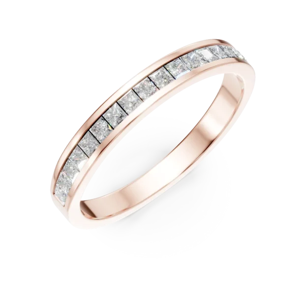 Inel semi eternity din aur roz cu diamante princess de 0.3ct