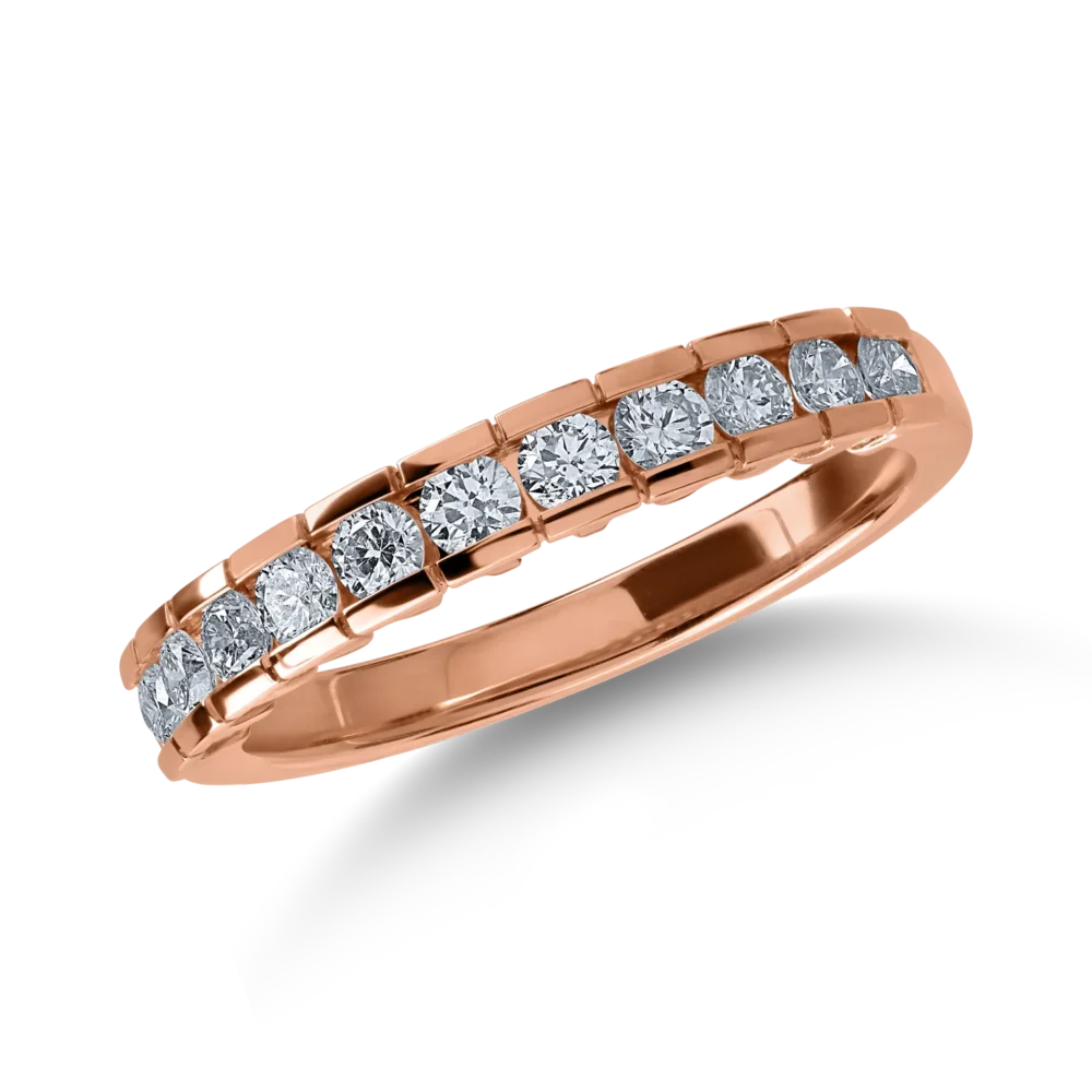 Inel semi eternity din aur roz cu diamante de 0.5ct